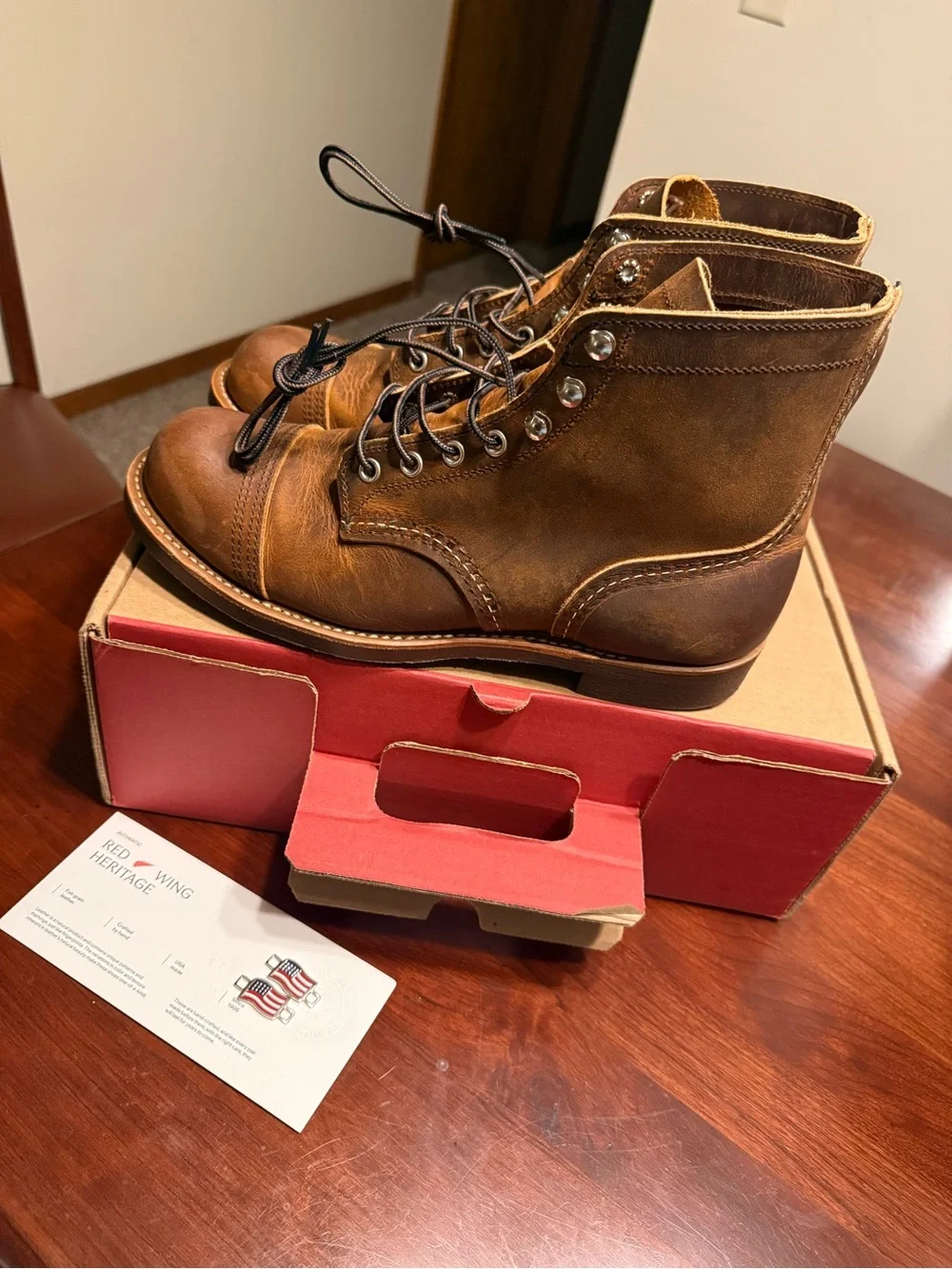 Red Wing Shoes Brown Leather Lace-Up Work Boots